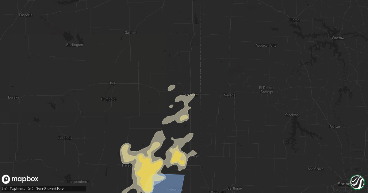Hail map in Fort Scott, KS on August 10, 2025