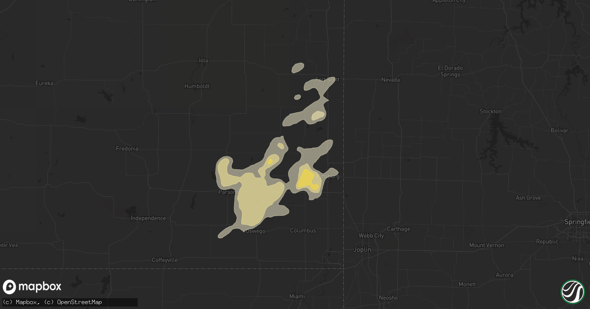 Hail map in Girard, KS on August 10, 2025