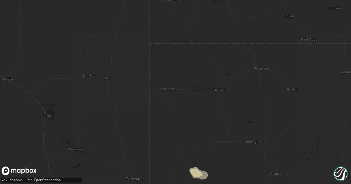 Hail map in Harrison, NE on August 10, 2025