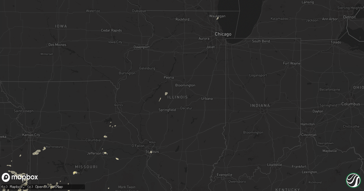 Hail map in Illinois on August 10, 2025