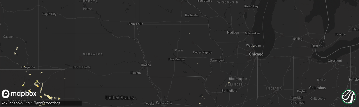 Hail map in Iowa on August 10, 2025