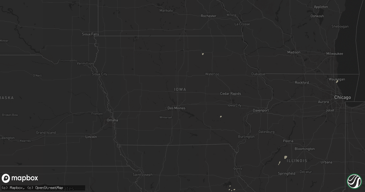 Hail map in Iowa on August 10, 2025
