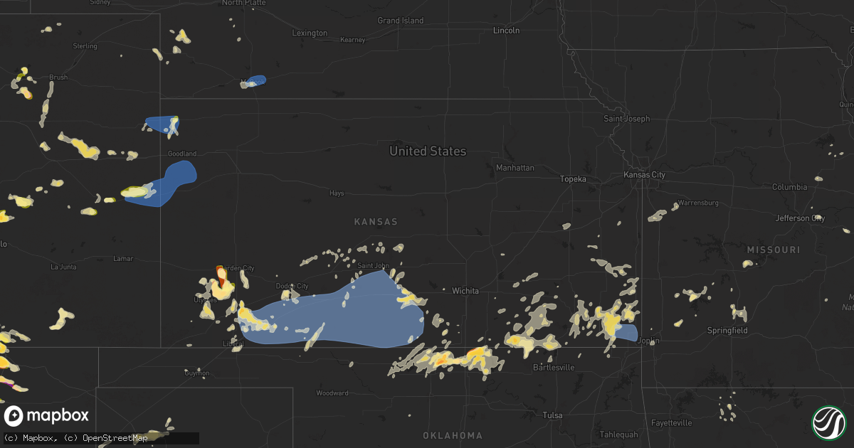 Hail map in Kansas on August 10, 2025