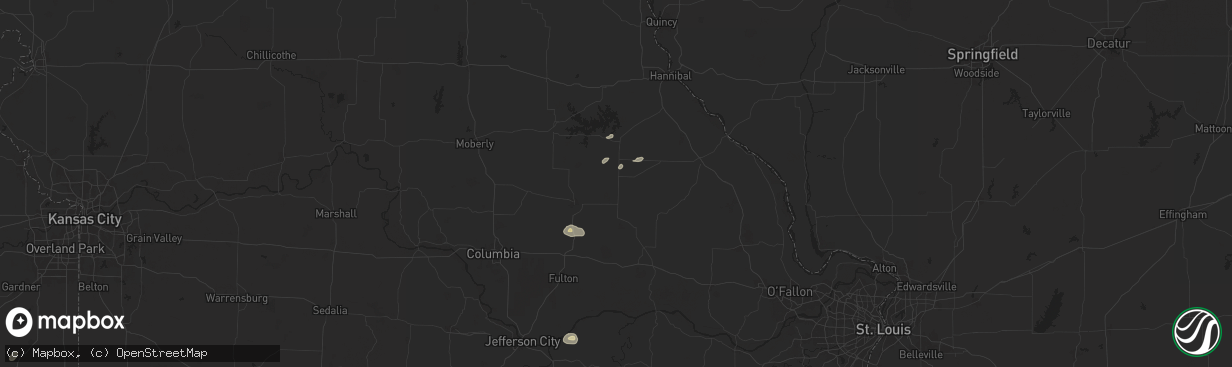 Hail map in Laddonia, MO on August 10, 2025