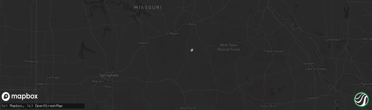 Hail map in Licking, MO on August 10, 2025