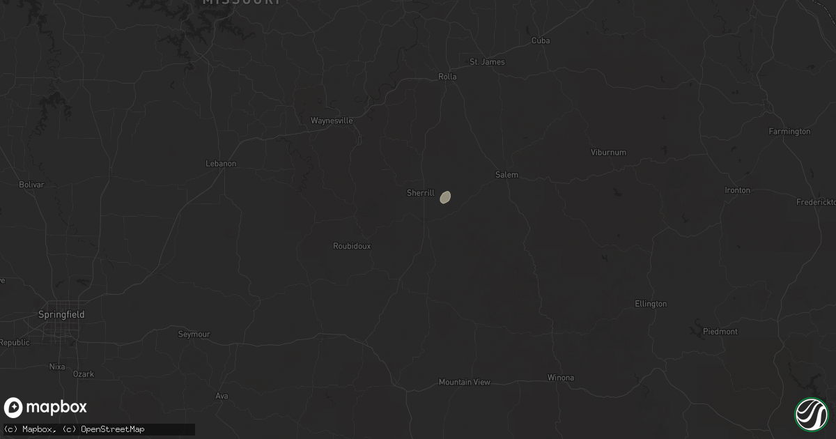 Hail map in Licking, MO on August 10, 2025