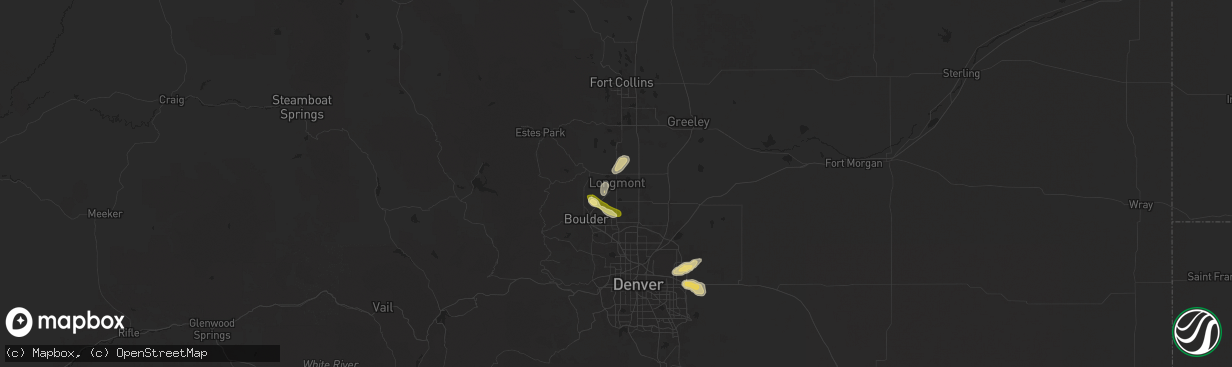 Hail map in Longmont, CO on August 10, 2025