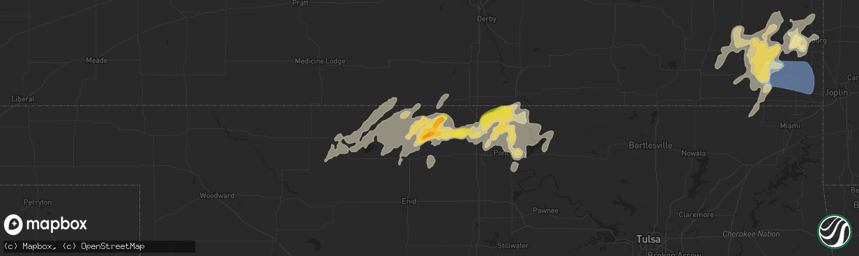 Hail map in Medford, OK on August 10, 2025