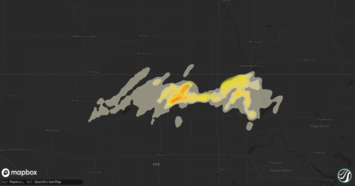 Hail map in Medford, OK on August 10, 2025