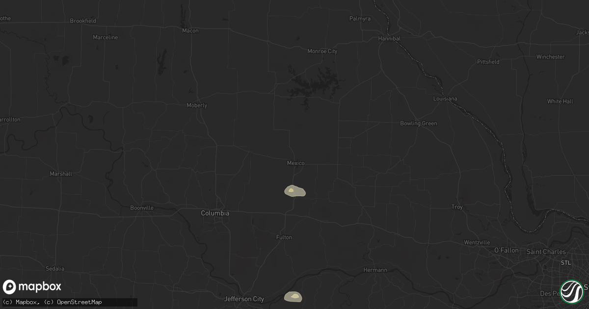 Hail map in Mexico, MO on August 10, 2025