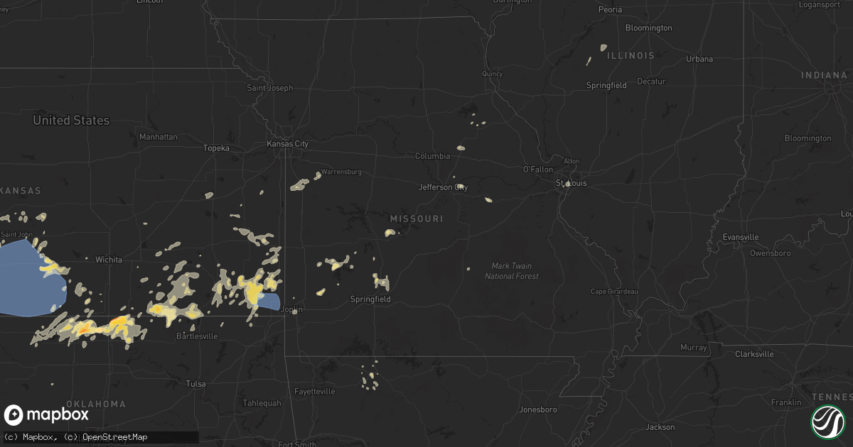Hail map in Missouri on August 10, 2025