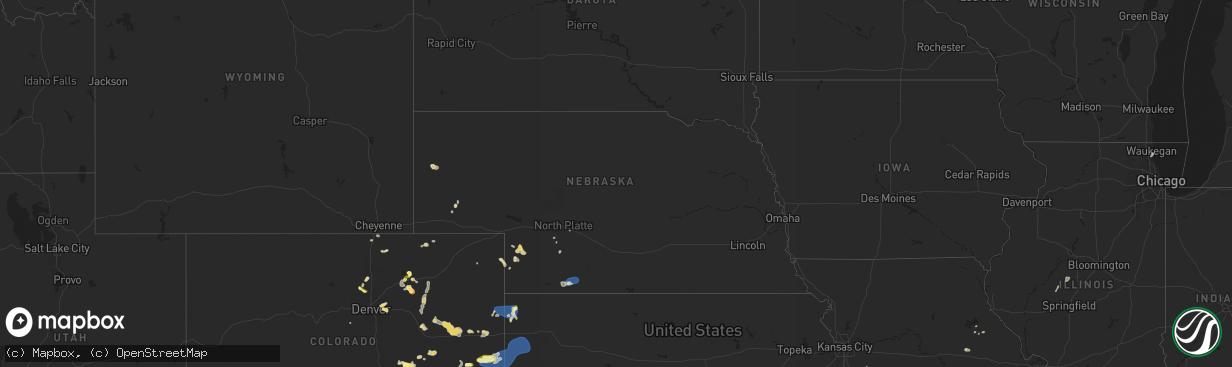 Hail map in Nebraska on August 10, 2025