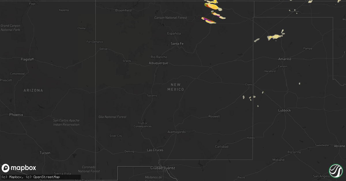 Hail map in New Mexico on August 10, 2025