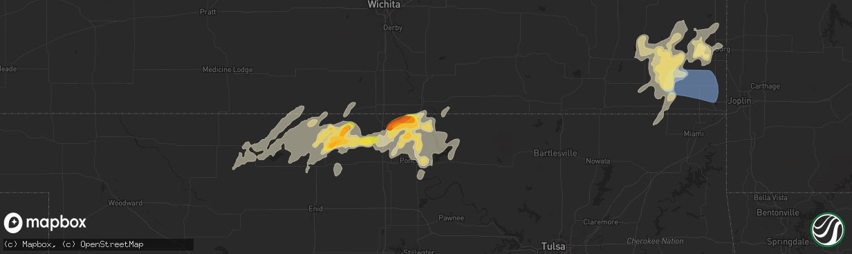 Hail map in Newkirk, OK on August 10, 2025