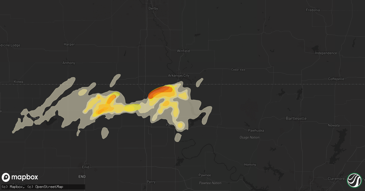 Hail map in Newkirk, OK on August 10, 2025