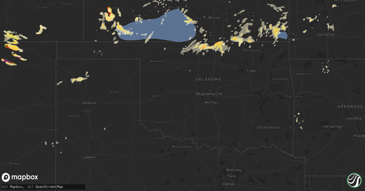 Hail map in Oklahoma on August 10, 2025
