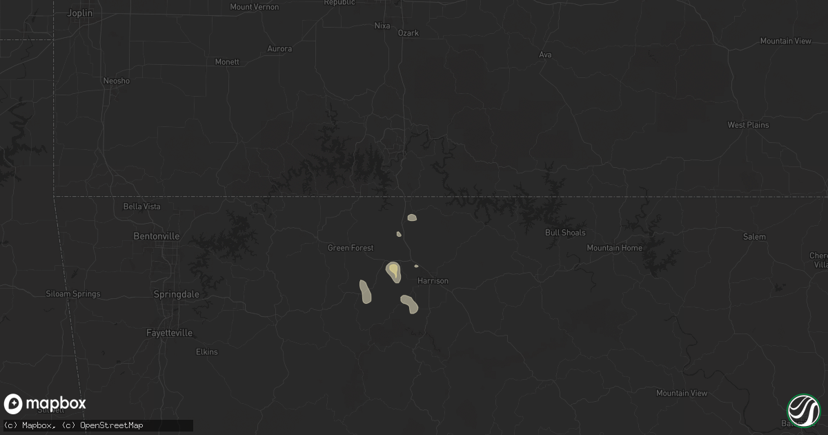 Hail map in Omaha, AR on August 10, 2025