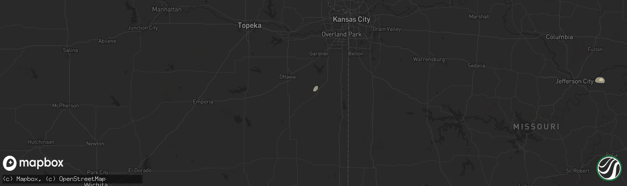 Hail map in Osawatomie, KS on August 10, 2025