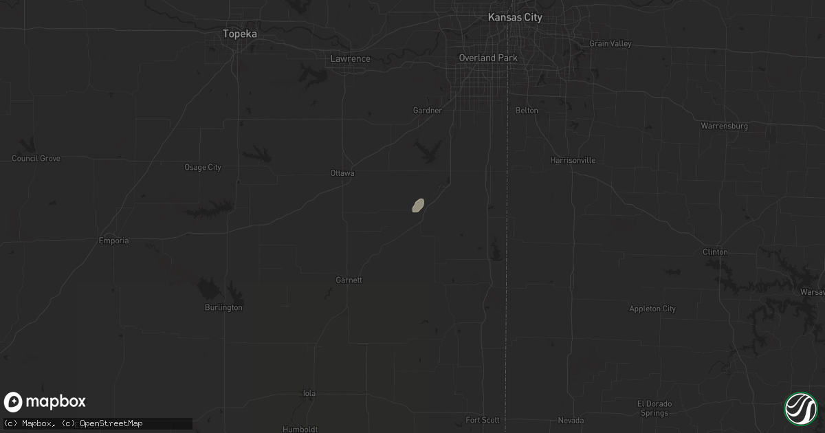 Hail map in Osawatomie, KS on August 10, 2025