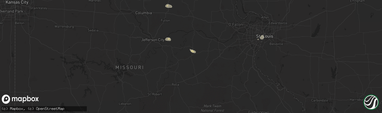Hail map in Owensville, MO on August 10, 2025