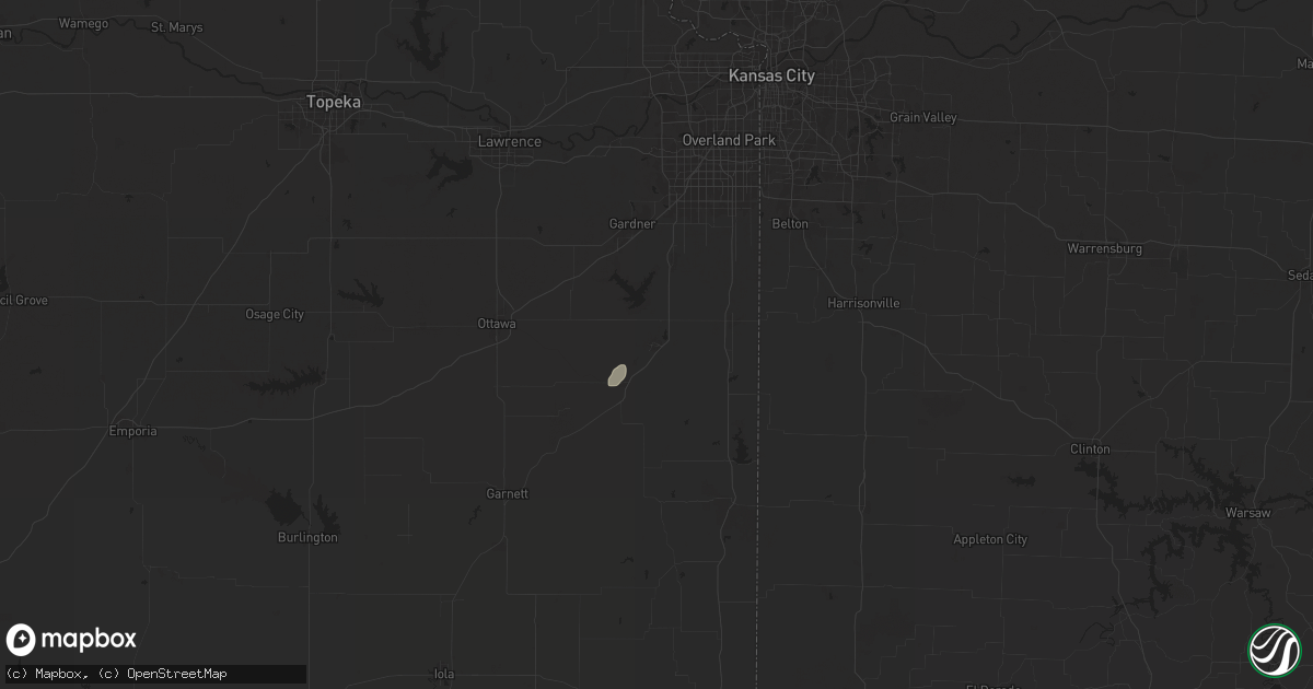 Hail map in Paola, KS on August 10, 2025