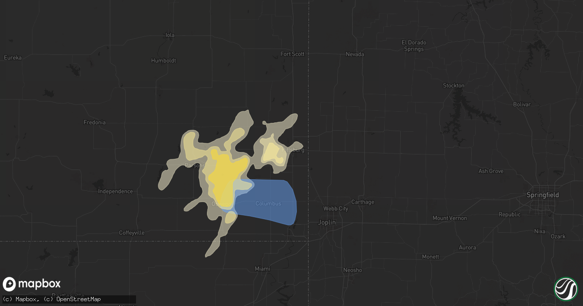 Hail map in Pittsburg, KS on August 10, 2025