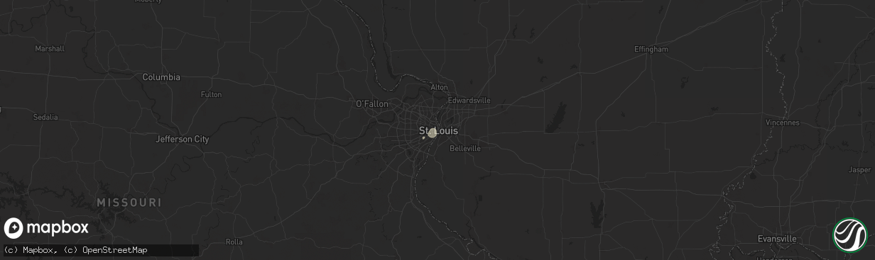 Hail map in Saint Louis, MO on August 10, 2025