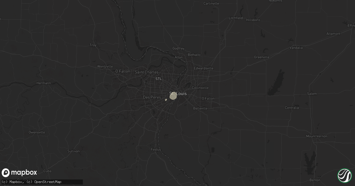 Hail map in Saint Louis, MO on August 10, 2025