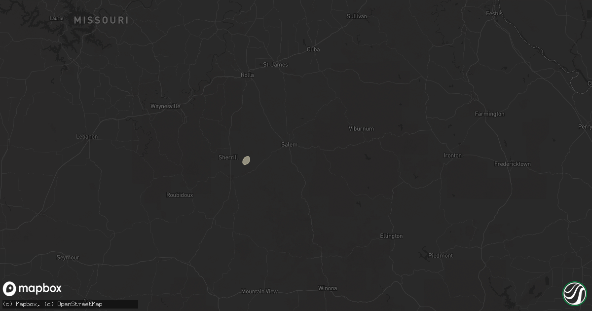 Hail map in Salem, MO on August 10, 2025