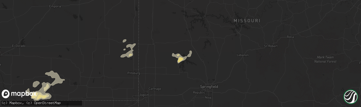Hail map in Stockton, MO on August 10, 2025
