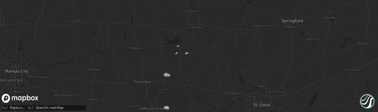 Hail map in Vandalia, MO on August 10, 2025