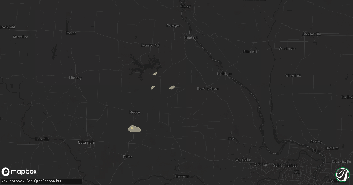 Hail map in Vandalia, MO on August 10, 2025