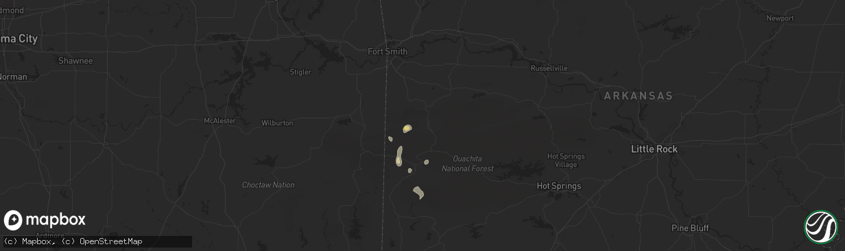 Hail map in Waldron, AR on August 10, 2025