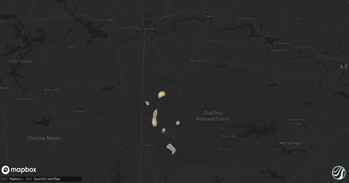 Hail map in Waldron, AR on August 10, 2025