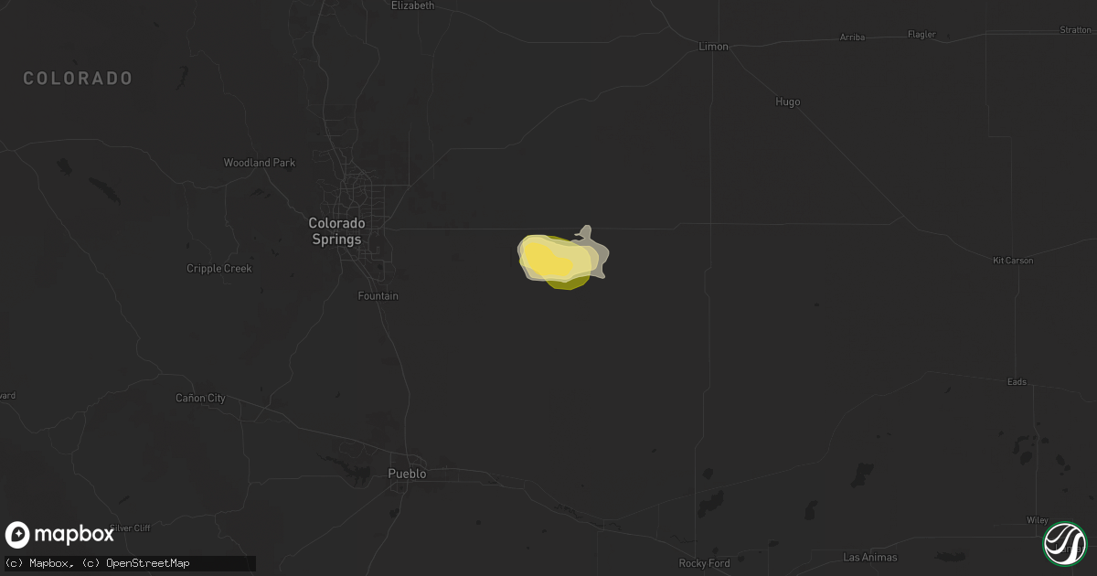 Hail map in Yoder, CO on August 10, 2025