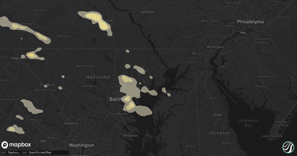 Hail map in Abingdon, MD on August 10, 2026