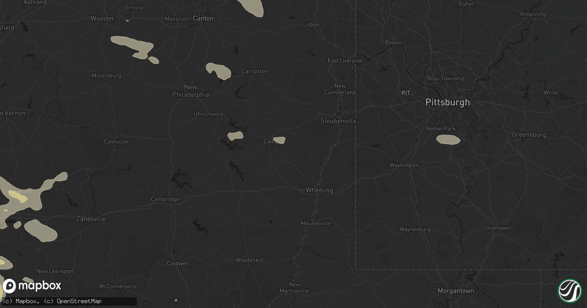 Hail map in Adena, OH on August 10, 2026