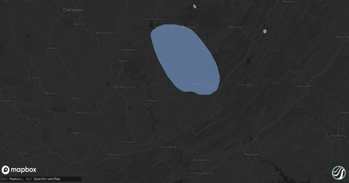 Hail map in Alderson, WV on August 10, 2026