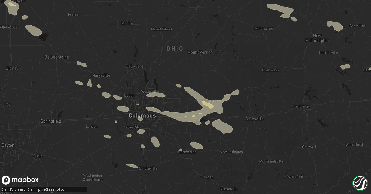Hail map in Alexandria, OH on August 10, 2026