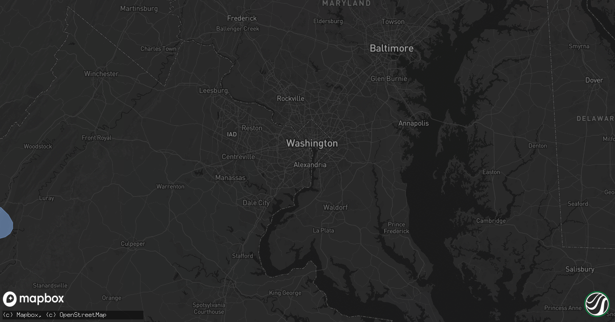 Hail map in Alexandria, VA on August 10, 2026