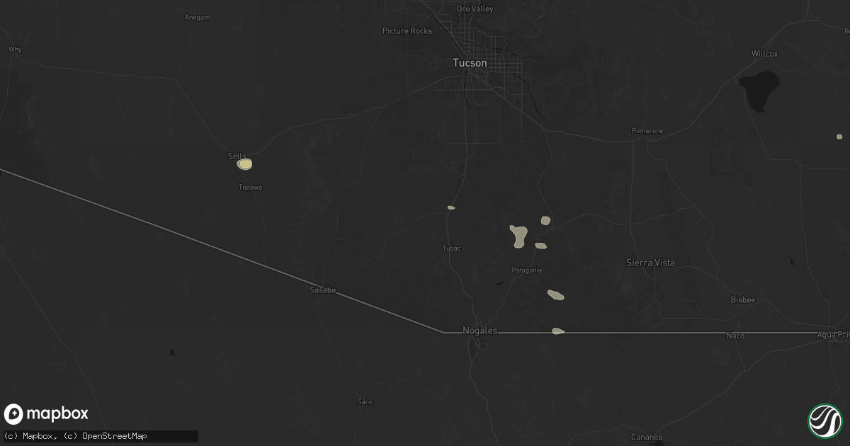Hail map in Amado, AZ on August 10, 2026