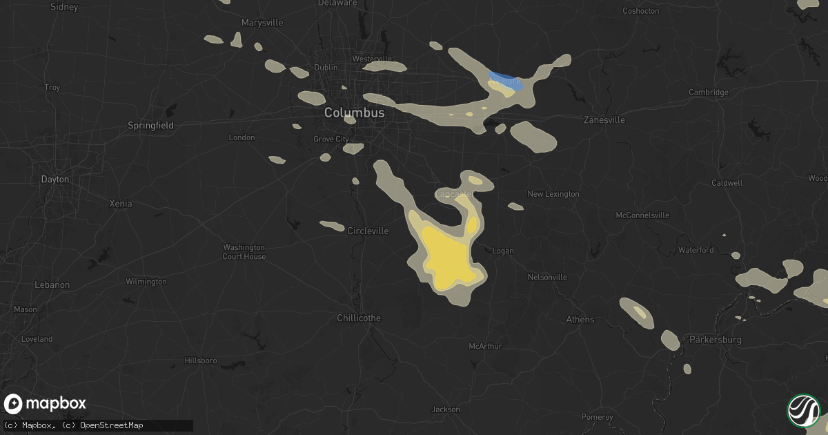 Hail map in Amanda, OH on August 10, 2026