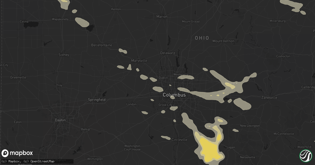 Hail map in Amlin, OH on August 10, 2026