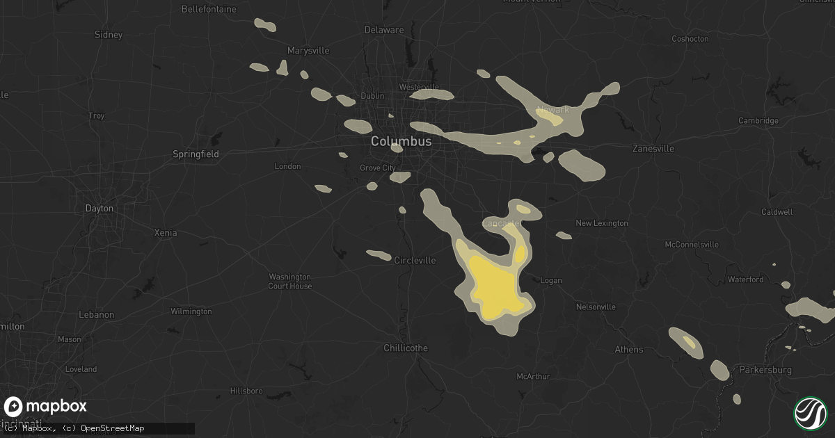 Hail map in Ashville, OH on August 10, 2026