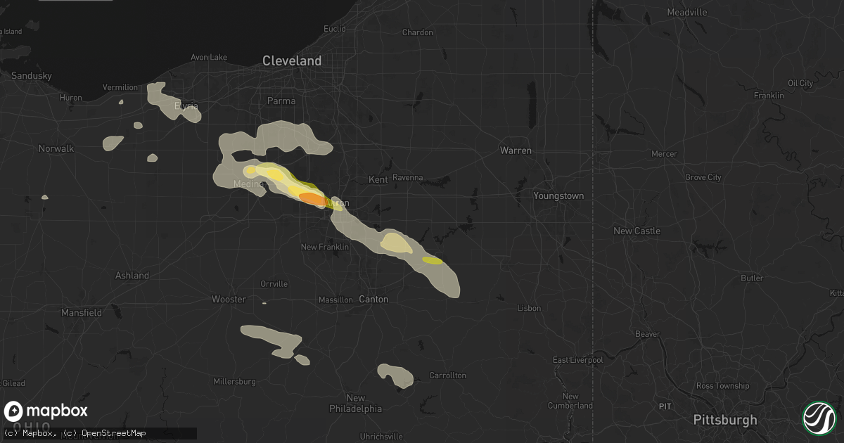 Hail map in Atwater, OH on August 10, 2026