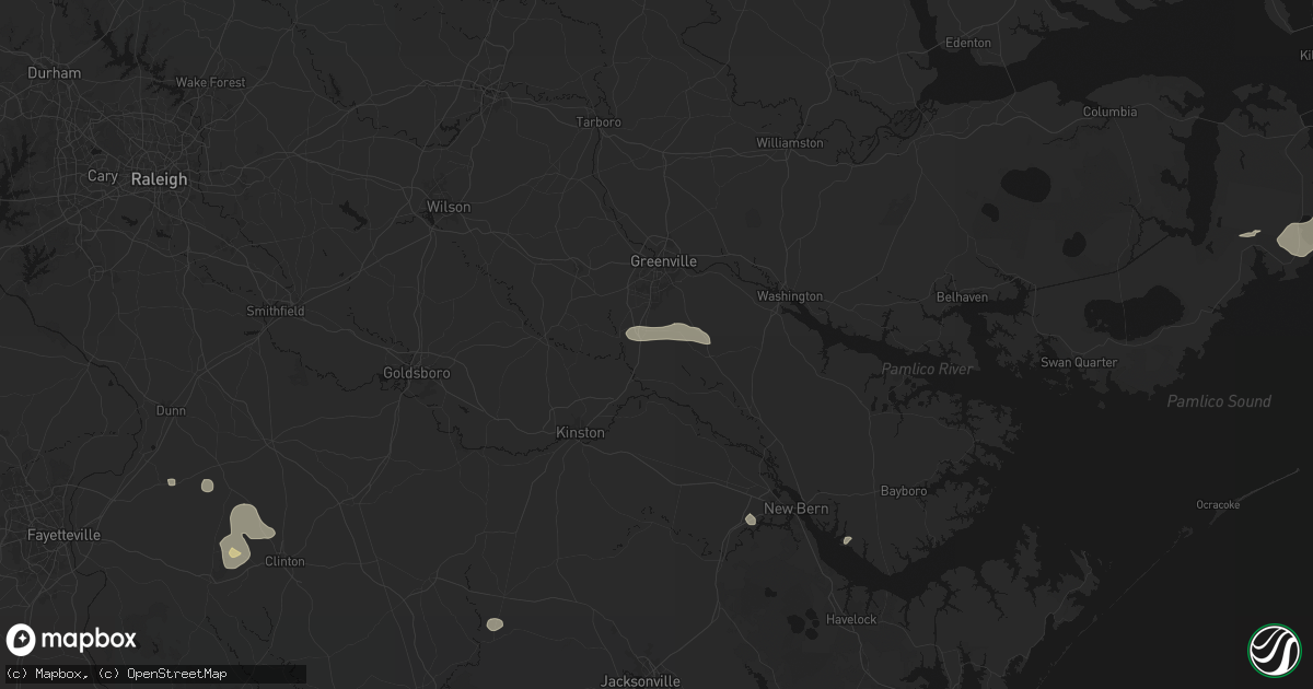 Hail map in Ayden, NC on August 10, 2026