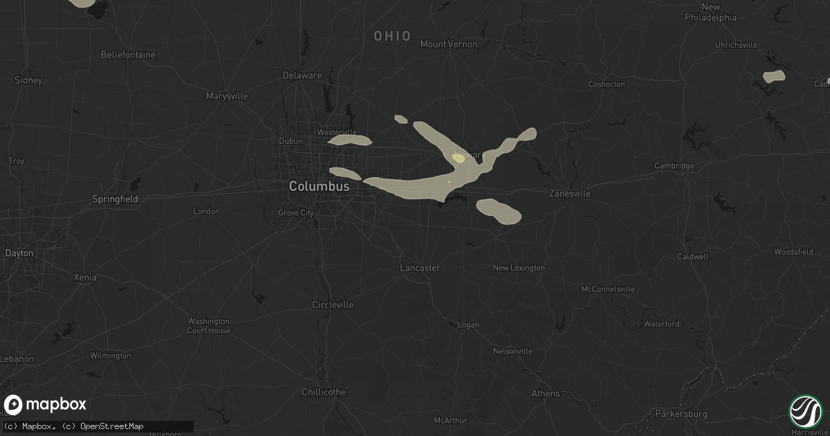 Hail map in Baltimore, OH on August 10, 2026