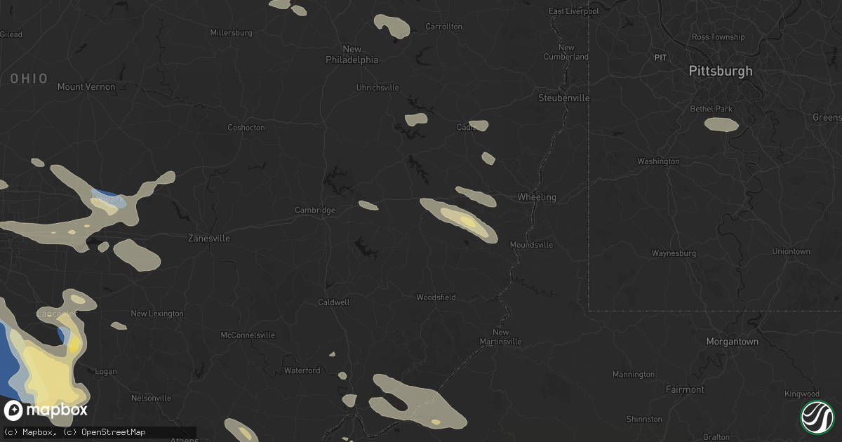 Hail map in Barnesville, OH on August 10, 2026
