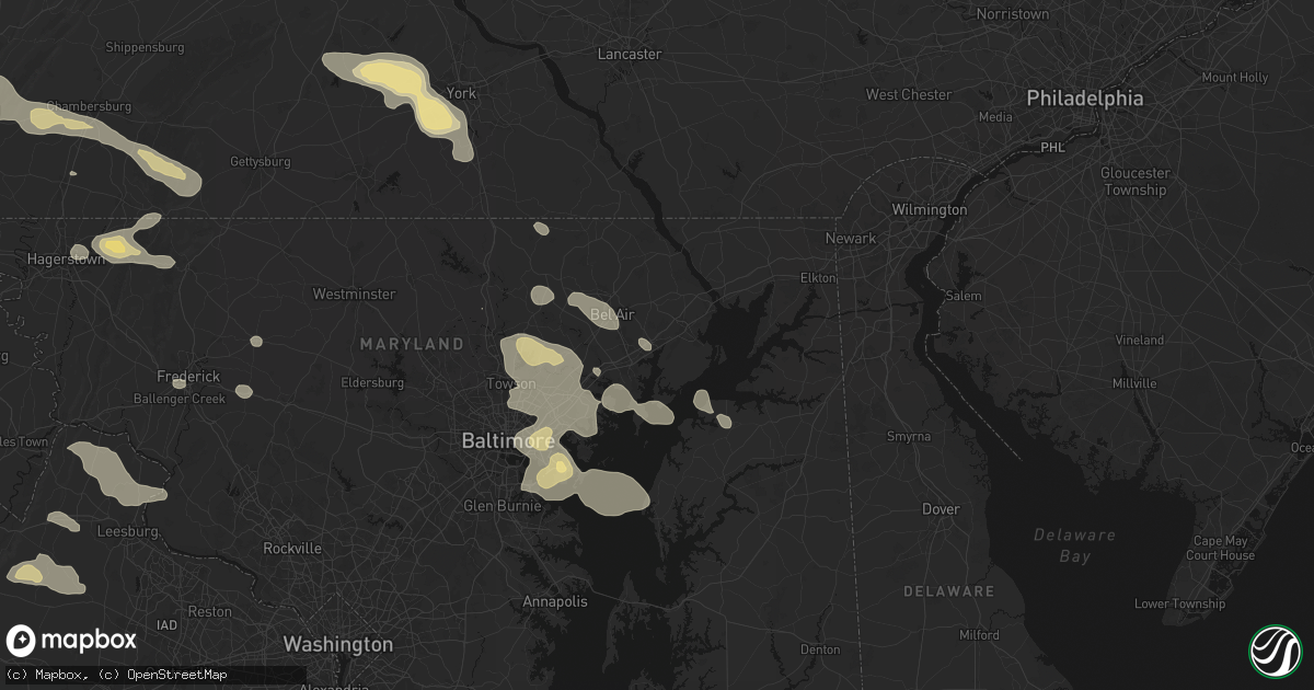 Hail map in Belcamp, MD on August 10, 2026