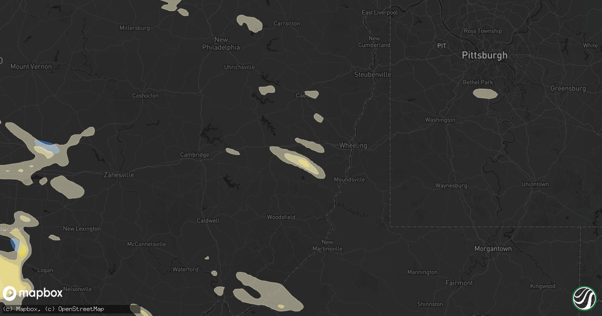 Hail map in Belmont, OH on August 10, 2026